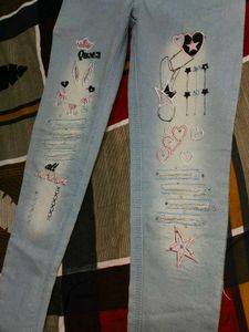 Light Blue Skinny Embellished Jeans