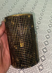 Mosaic Gold & Black Cylinder Vase
