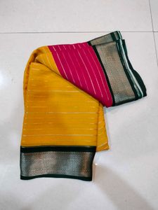Pink &amp; Yellow Silk Saree
