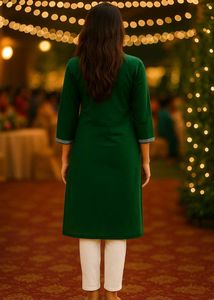 Emerald Green Embroidered Kurti