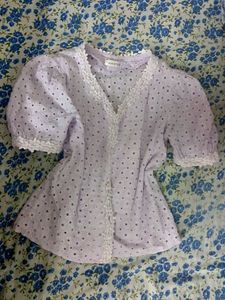 Lavender Eyelet Puff Sleeve Top