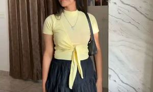 Cute Yellow Tie-Front Top