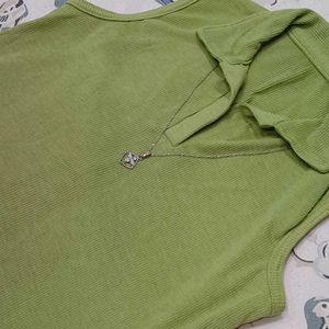 Green Sleeveless Polo Top