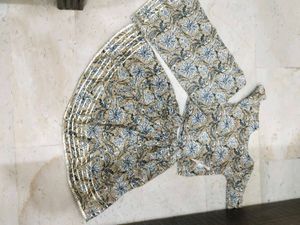Cotton Floral Gota Patti Work Lancha For Baby Girl