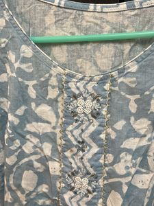 Elegant Blue &amp; White Kurti Set