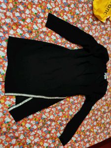 Black Long Sleeve slit Dress