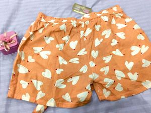 Cute Peach Heart Pajama Shorts