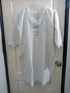 White Chikankaari Short Kurta