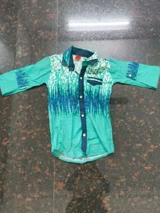 Boys Green & Blue Patterned Shirt