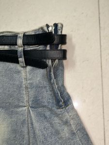 Mini Denim Pleaded Skirt