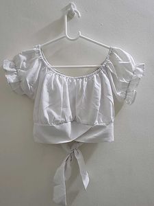 White Tie-Back Crop Top