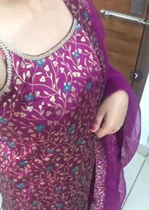Inddus Magenta Embroidered Kurta Set