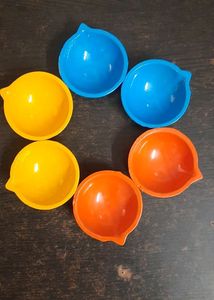Colourful Aluminum Diyas,Set Of 6.