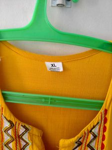 Mustard Yellow Floor length Ethnic Dress in XL
