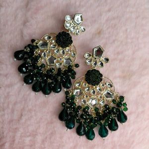 Green Kundan Earrings