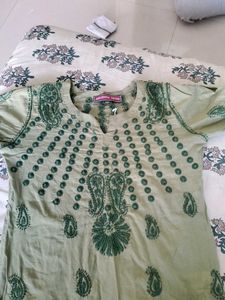 Green Embroidered Kurta