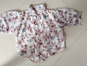 White Shirt With Beutiful Flower Prints