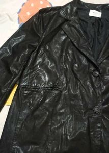 Vintage Black leather Blazer Jacket