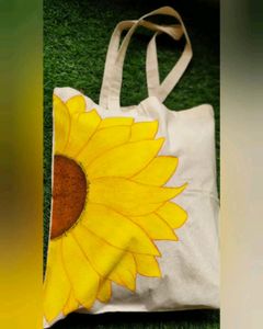 Hand painted sunflower tote bag