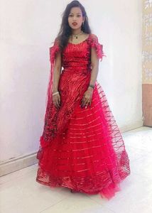 Red Sequin Formal Engagement Gown