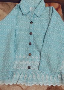 Blue Embroidered Top