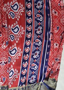 Red Printed Saree with Blouse