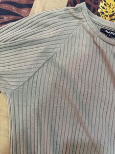 Ribbed Knit Tshirt With Long Sleeves