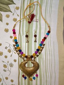 Boho Beaded Necklace & Earring Set
