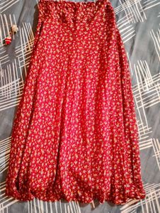 Floral Red Midi Skirt