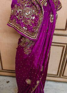 Elegant Purple Embroidered Saree
