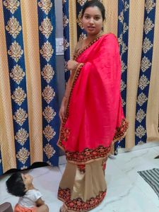 One Time Used Saree With Blouse