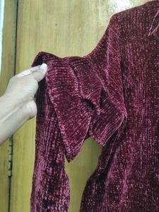 Burgundy Ruffle Sleeve Sweater
