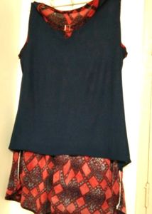 Red Diamond Print Top