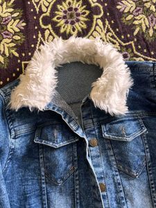 Denim Jacket with Fur Trim