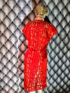 Cheongsam With Golden Thread Work On It