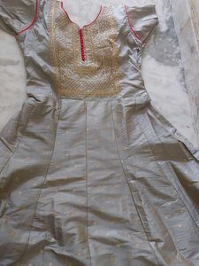 Silk Neck Zardosi Work Kurta Set
