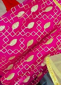 New Elegant Pink  Gharara &amp; Gold Indian Outfit