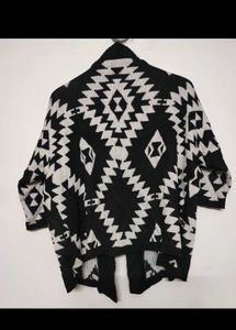 Tribal Print Open Front Cardigan