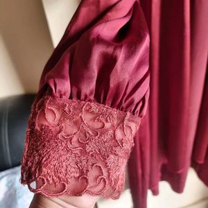 Elegant Maroon Silk Robe