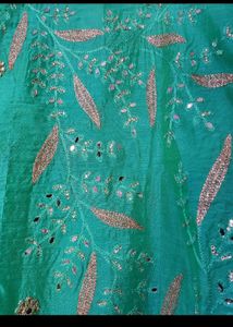 Super Pretty Mirror Work Sea Green Dress