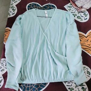 Kazo Light Blue Pleated Top