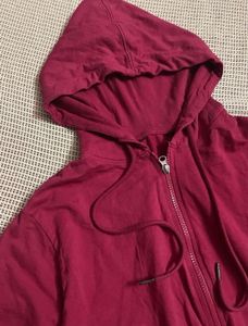 Maroon zip up Cropped Hoodie