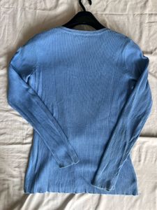 BLUE SQUARE NECK RIBBED TOP