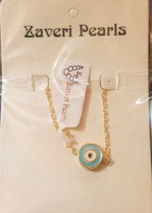 Turquoise Blue &amp; White Evil Eye Pendent And Chain