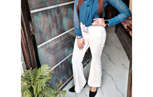 Classy Dark Sea Green Net Shirt