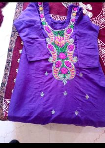 Purple Embroidered Kurta Set