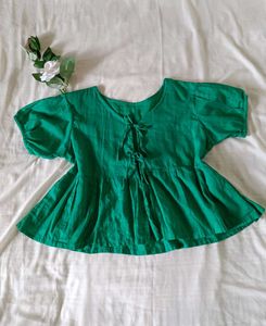 Emerald Green Tie-Front Top