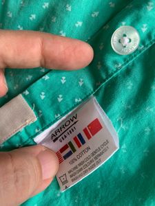 Arrow Sport Sea Green Pure Cotton Casual Shirt