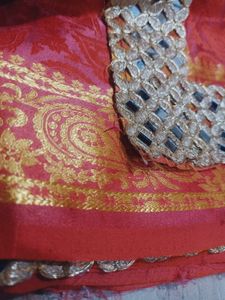Mirror Work Saree🧡🤍