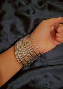 ✨ Elegant Silver Bangle Set * Adjustable *